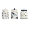 Skārdene DKD Home Decor 12 x 12 x 16 cm Zils Balts Dolomite (3 gb.)