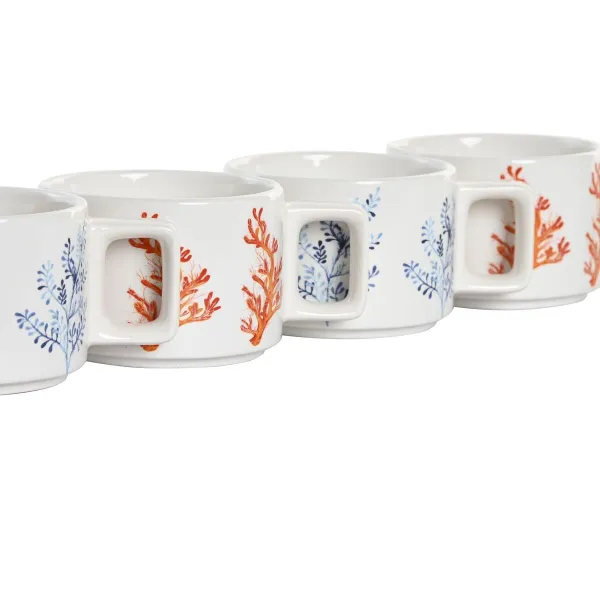 Komplekts ar kafijas tasēm DKD Home Decor Zils Fuksija Metāls Dolomite 260 ml