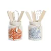 Ruukku keittiövälineille DKD Home Decor Metalli Dolomite Puu MDF 12 x 12 x 22 cm (2 osaa)