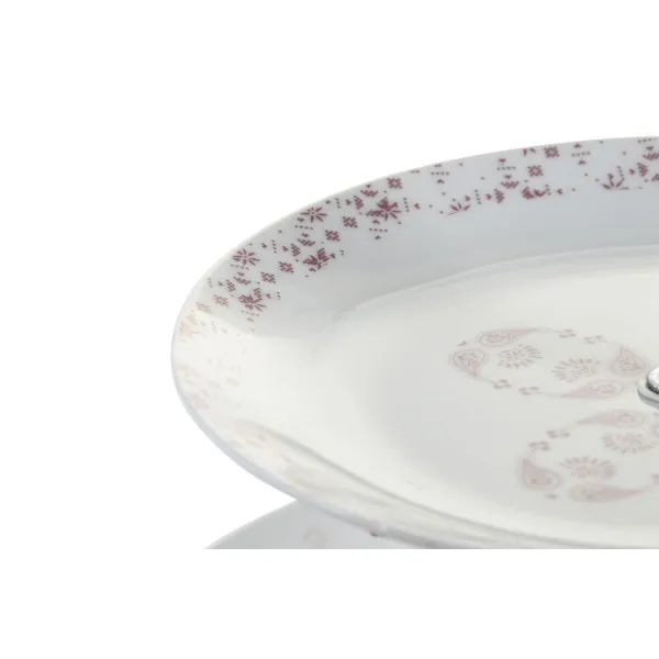 Augļu Bļoda DKD Home Decor 27 x 27 x 34 cm Porcelāns Rozā Metāls Balts