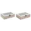 Коробочка для чая DKD Home Decor Стеклянный Разноцветный Деревянный MDF (2 штук) (23 x 15 x 7 cm)