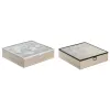 Infūziju Kaste DKD Home Decor Zils Balts Melns Dabisks Metāls Stikls Koks MDF 24 x 24 x 6,5 cm (2 gb.)