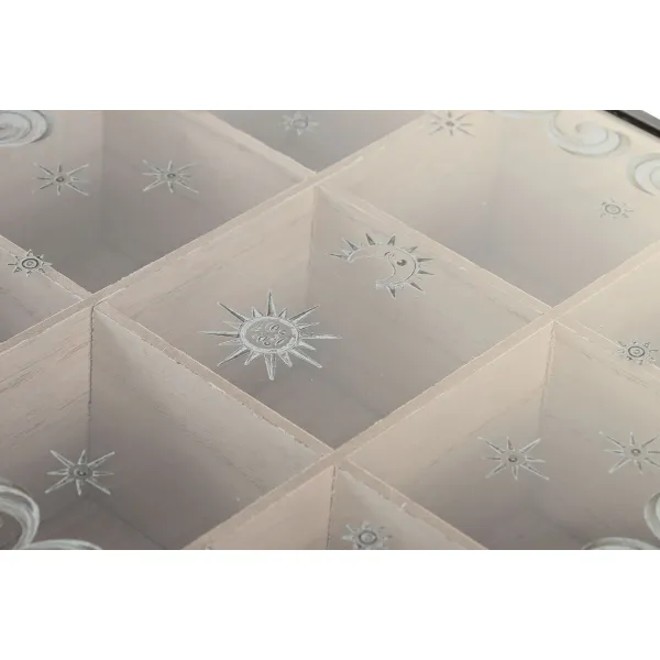 Dėžutė arbatai DKD Home Decor Mėlyna Balta Juoda Natūralus Metalinis Stiklas Medžio MDF 24 x 24 x 6,5 cm (2 vnt.)