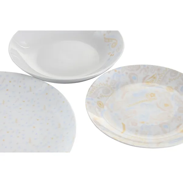 Astiasetti DKD Home Decor Sininen Valkoinen Pinkki Posliini 18 Kappaletta 27 x 27 x 3 cm