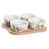 Uzkodu komplekts DKD Home Decor 19,7 x 19,7 x 1 cm Dabisks Zils Daudzkrāsains Keramika Cottage Mājas