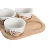 Uzkodu komplekts DKD Home Decor 19,7 x 19,7 x 1 cm Dabisks Zils Daudzkrāsains Keramika Cottage Mājas