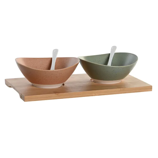 Alkuruokasetti DKD Home Decor 29 x 15,5 x 1,5 cm Posliini Monivärinen Bambu Skandinaavinen