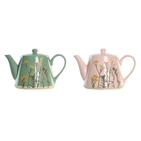 Teekannu DKD Home Decor Pinkki Vihreä Kivitavara (2 osaa)