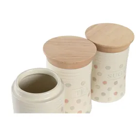лодка DKD Home Decor Бежевый Бамбук Керамика В горошек 10 x 10 x 16 cm (3 штук)