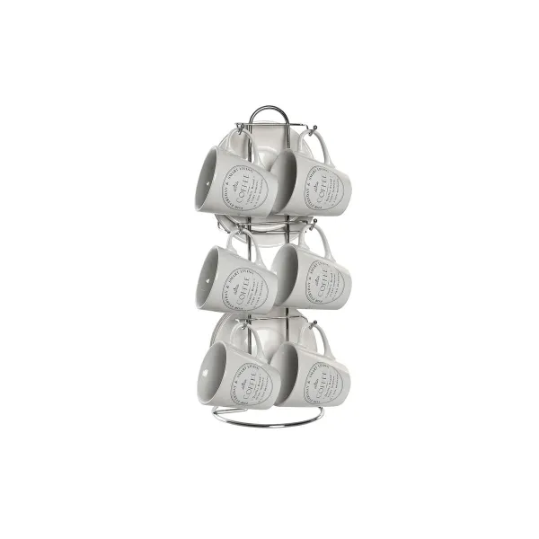 Набор чашек с блюдцами DKD Home Decor Белый Металл Керамика 90 ml 8 x 6 x 6 cm 11 x 11 x 2 cm