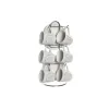 Krūzīšu komplekts ar apakštasēm DKD Home Decor Balts Metāls Keramika 180 ml 12 x 12 x 2 cm