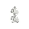 Krūzīšu komplekts ar apakštasēm DKD Home Decor Balts Metāls Keramika 300 ml 14 x 14 x 31 cm 12,5 x 9,5 x 10,5 cm (5 Daudzums)