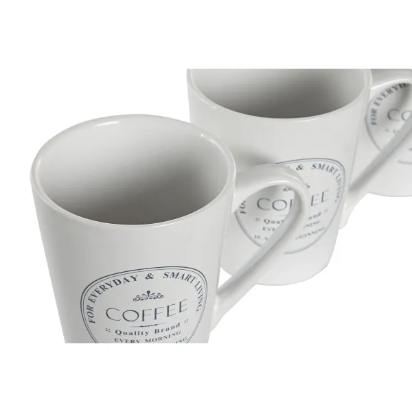Krūzīšu komplekts ar apakštasēm DKD Home Decor Balts Metāls Keramika 300 ml 14 x 14 x 31 cm 12,5 x 9,5 x 10,5 cm (5 Daudzums)