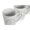 Krūzīšu komplekts ar apakštasēm DKD Home Decor Balts Metāls Keramika 300 ml 14 x 14 x 31 cm 12,5 x 9,5 x 10,5 cm (5 Daudzums)