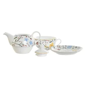 Leluteesetti DKD Home Decor Posliini Sininen Terrakotta Valkoinen Keltainen (3 osaa)