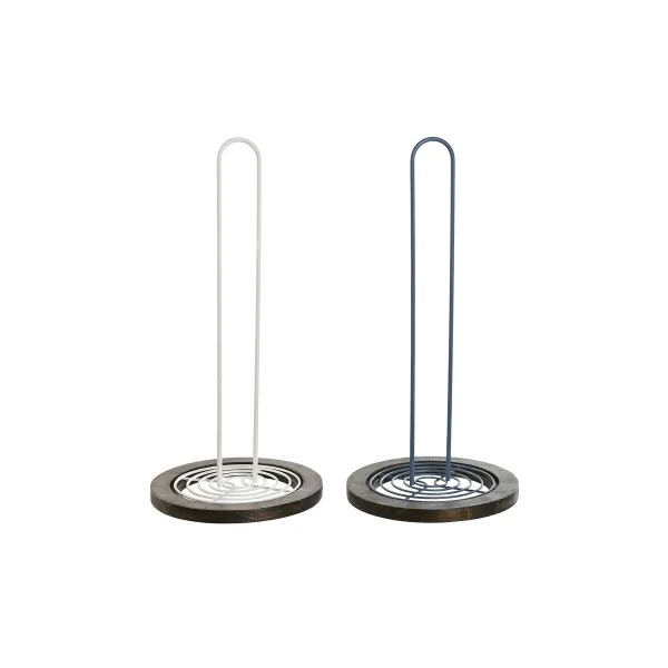 Rankšluosčių laikiklis DKD Home Decor Mėlyna Balta Metalinis Kaučiukmedžio mediena 15 x 15 x 31 cm (2 vnt.)