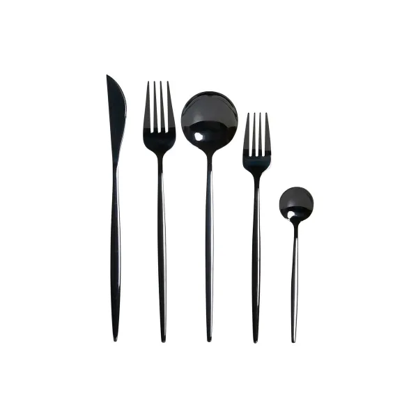 Galda piederumi DKD Home Decor Melns Nerūsējošais tērauds 3 x 1,5 x 13 cm 20 Daudzums