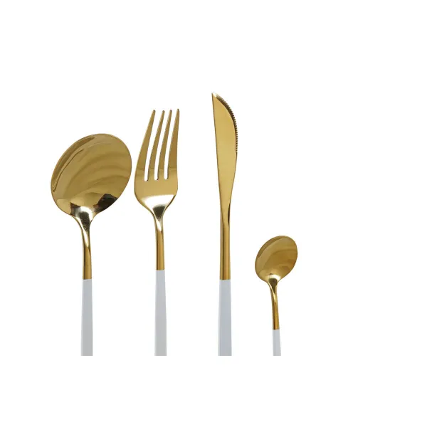 Столовые приборы DKD Home Decor Белый Позолоченный Нержавеющая сталь 4,5 x 2,5 x 20,5 cm 24 Предметы