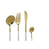 Stalo įrankiai DKD Home Decor Balta Auksinis Nerūdijantis plienas 4,5 x 2,5 x 20,5 cm 24 Dalys