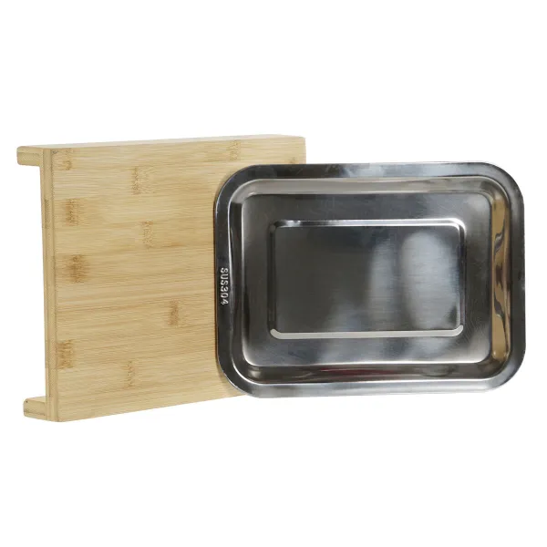 Разделочная доска DKD Home Decor Натуральный Бамбук Нержавеющая сталь 28 x 21,5 x 4,2 cm