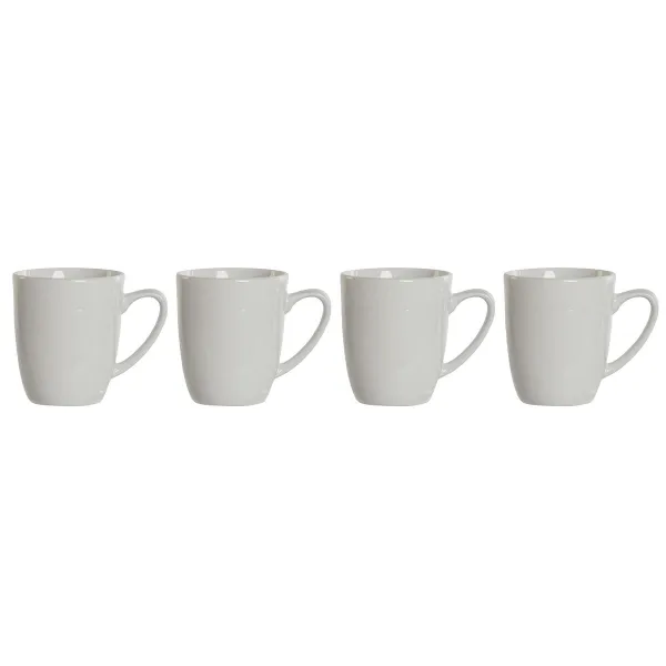 4-osainen mukisetti DKD Home Decor Valkoinen Posliini 330 ml 12 x 10 x 9 cm
