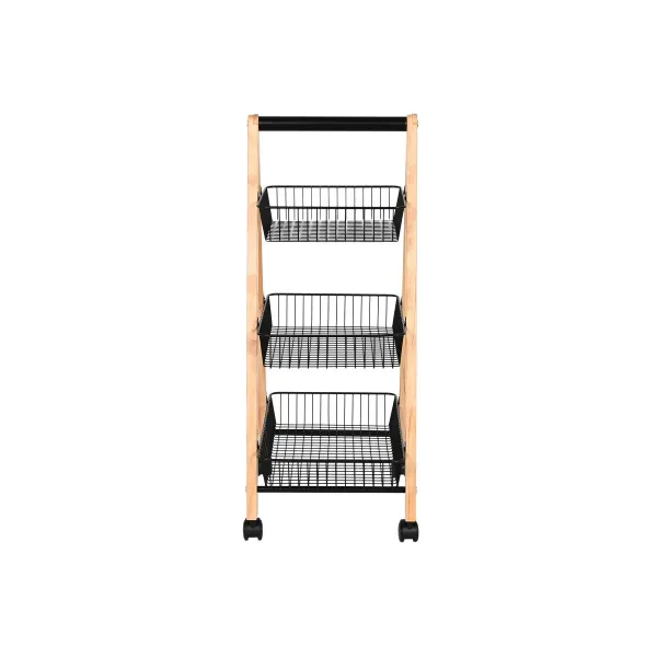 Vaisių dubuo Home ESPRIT Juoda Natūralus Plienas Pušis 48 x 32 x 79 cm