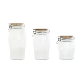 3 caurules Home ESPRIT Caurspīdīgs Silikona Bambuss Stikls 13,5 x 13,5 x 27 cm