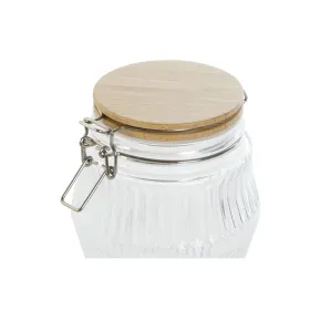 Набор из 3 банок Home ESPRIT Прозрачный Силикон Бамбук Стеклянный 13,5 x 13,5 x 27 cm