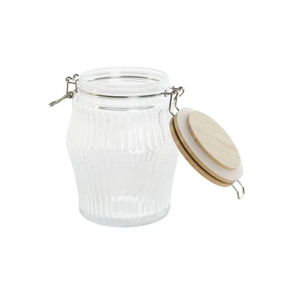 Набор из 3 банок Home ESPRIT Прозрачный Силикон Бамбук Стеклянный 13,5 x 13,5 x 27 cm