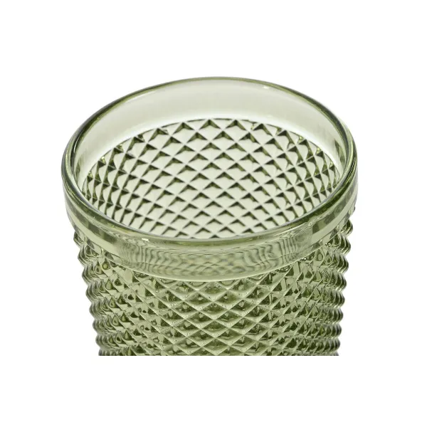 Stiklinių rinkinys DKD Home Decor Žalia Stiklas Su palengvėjimu 240 ml (6 vnt.)