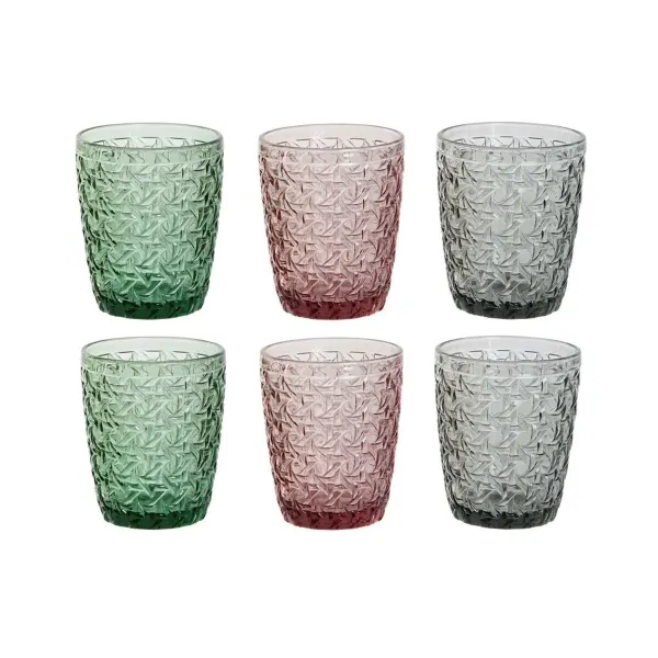 Lasisetti DKD Home Decor Vihreä Harmaa Pinkki Kristalli Lievennyksellä 240 ml (6 osaa)