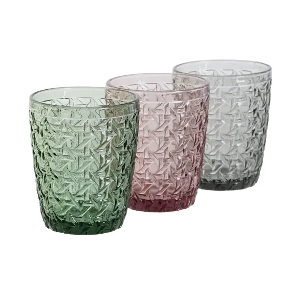 Lasisetti DKD Home Decor Vihreä Harmaa Pinkki Kristalli Lievennyksellä 240 ml (6 osaa)
