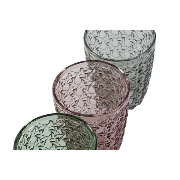 Lasisetti DKD Home Decor Vihreä Harmaa Pinkki Kristalli Lievennyksellä 240 ml (6 osaa)