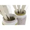 Pot for Kitchen Utensils DKD Home Decor Metal Dolomite MDF Wood 12 x 12 x 25 cm (2 Units)