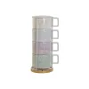 Osainen kahvikuppisetti DKD Home Decor Vihreä Taivaansininen Liila Metalli Bambu Dolomite 260 ml