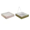 Servetėlės laikiklis DKD Home Decor Žalia Garstyčios Metalinis Aliuminis Medžio MDF 18 x 18 x 4 cm (4 vnt.)