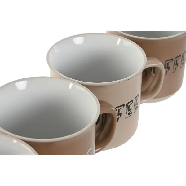 Komplekts ar 4 krūzēm Home ESPRIT Brūns Keramika 285 ml 9 x 7 x 8 cm