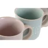 4-osainen mukisetti Home ESPRIT Sininen Pinkki Kivitavara 355 ml 9,7 x 7 x 9,2 cm