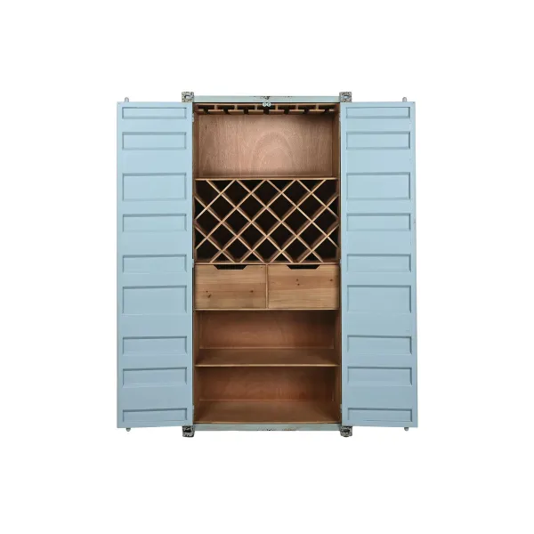 Bottle rack Home ESPRIT Turquoise Metal MDF Wood 76,5 x 39,5 x 157,5 cm