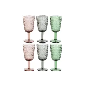 Setti laseja Home ESPRIT Musta Punainen Vihreä Kristalli 285 ml (6 osaa)