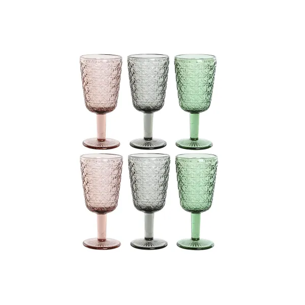 Glāžu Komplekts Home ESPRIT Melns Sarkans Zaļš Stikls 285 ml (6 gb.)