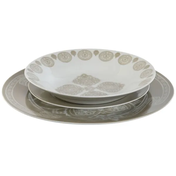 Indų Rinkinys Home ESPRIT Mėlyna Rusvai gelsva Porcelianas 18 Dalys 27 x 27 x 2 cm
