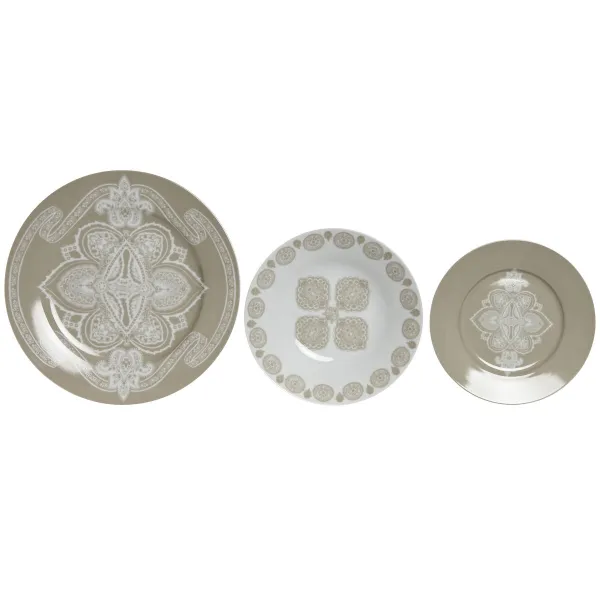 Pusdienas Aprīkojuma Komplekts Home ESPRIT Zils Bēšs Porcelāns 18 Daudzums 27 x 27 x 2 cm