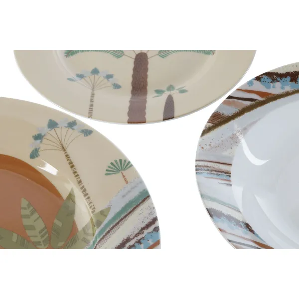 Indų Rinkinys Home ESPRIT Rusvai gelsva Spalvotas Porcelianas 18 Dalys 27 x 27 x 2 cm