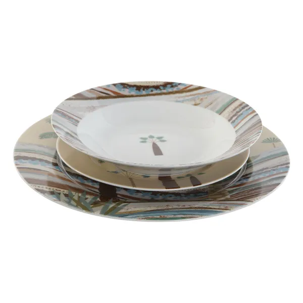 Набор посуды Home ESPRIT Бежевый Разноцветный Фарфор 18 Предметы 27 x 27 x 2 cm