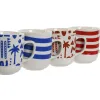 Mug Home ESPRIT Blue Red Porcelain Boho 380 ml (4 Units)