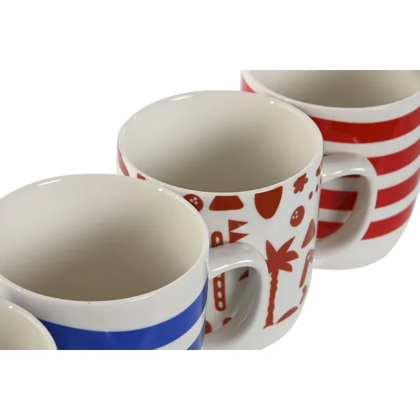 Puodelis Home ESPRIT Mėlyna Raudona Porcelianas Boho 380 ml (4 vnt.)