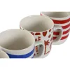 Puodelis Home ESPRIT Mėlyna Raudona Porcelianas Boho 380 ml (4 vnt.)
