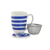 Kuppi teesuodattimella Home ESPRIT Sininen Punainen Ruostumaton teräs Posliini 380 ml (4 osaa)
