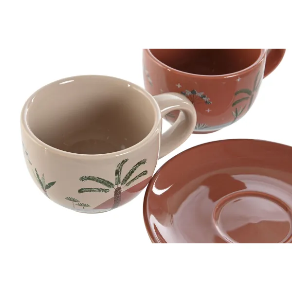Komplekts ar kafijas tasēm Home ESPRIT Dzeltens Bēšs Terakota Ceriņš Metāls Dolomite 180 ml